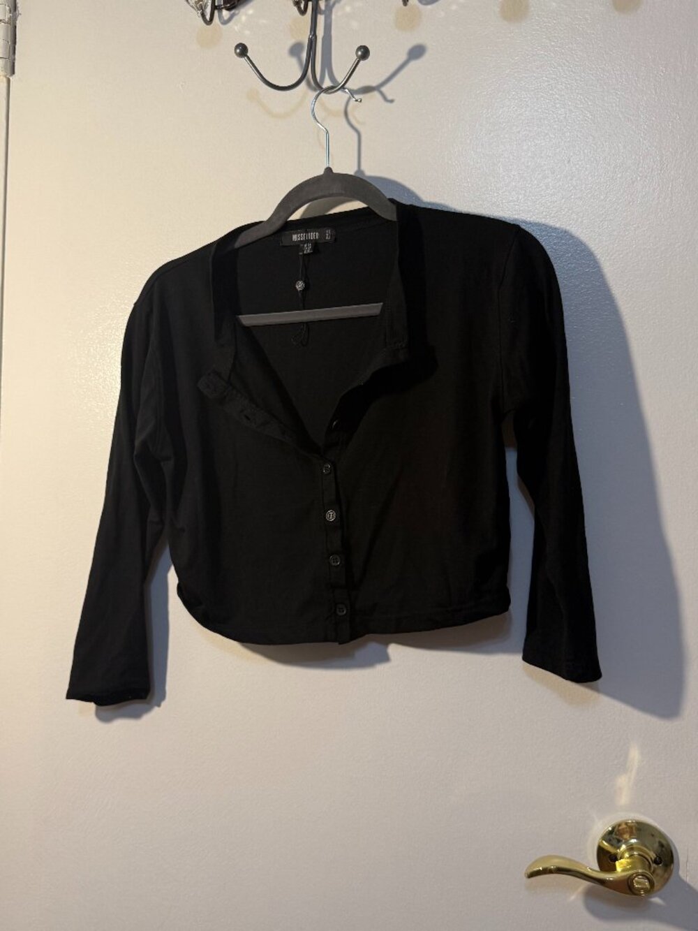 Missguided Black Cropped Button Cardigan, US 10 / UK 14